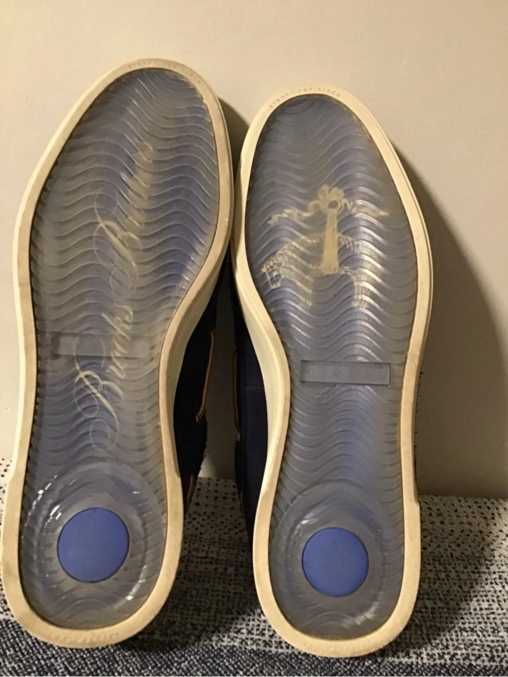 Sperry Men's Navy Suede Boat Shoes with Contrast Gold Laces